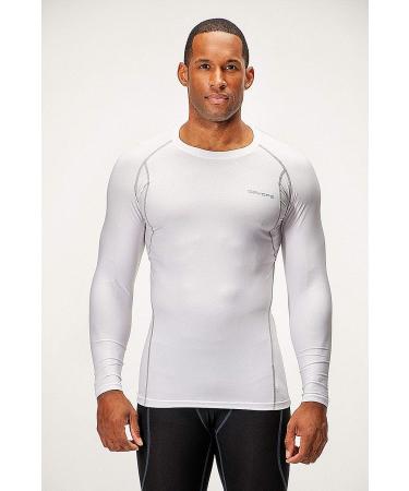 DEVOPS 3 Pack Men's Athletic Long Sleeve Compression Shirts - Large - White (3 Pack) - Gray Accent - Buy Online on GoSupps.com