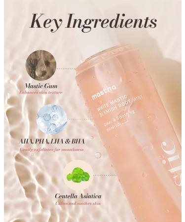 MASTINA White Mastic Body Mist (5.1fl oz) Valentines Day Gift Lightens Acne Scars Soothes & Cools. Body Spray for Flawless Skin. Fermented Mastic Gum. - Buy Online on GoSupps.com