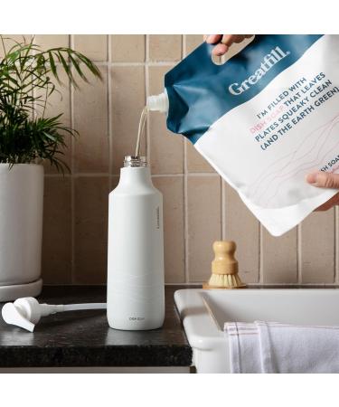 Eco-Friendly Dish Soap Starter Kit | Grey Stainless Steel Bottle & Grapefruit Mandarin Refill - All-Natural Essential Oils | International Shipping - Buy Online on GoSupps.com