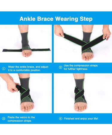 2 Packs Breathable Ankle Brace Ankle Support Sleeve with Compression Ankle Wrap for Plantar Fasciitis Ankle Sprain Ankle Swelling Joint Pain Fits All for Women Men Medium Green - Buy Online on GoSupps.com
