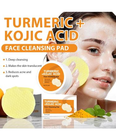 30 Turmeric Kojic-Acid Pads - Turmeric Cleansing Pads for Women | Turmeric Kojic-Acid Exfo-liating Cleansing Pads | Turmeric Face Exfoliator Pads for Face and Body - Buy Online on GoSupps.com
