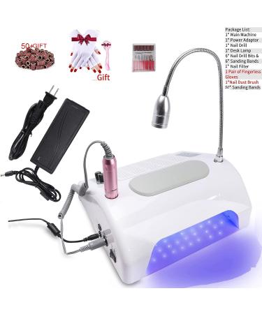 5 in 1 Professional Nail Drill Machine with 48/96W UV LED Lamp, Dust Collector, Manicure Set and Desk Lamp - Salon Quality Nail Dryer for Gel Polish - Perfect for Acrylic Nails at Home - Buy Online on GoSupps.com
