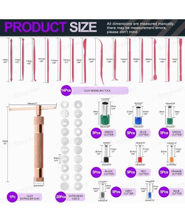 Swpeet 122Pcs Rose Gold Clay Extruder Gun and Fondant Cake Mold Set for DIY Craft and Cake Decorating Polymer Clay Cutters Kit with Cookie Plunger Cutter Tool - Buy Online on GoSupps.com