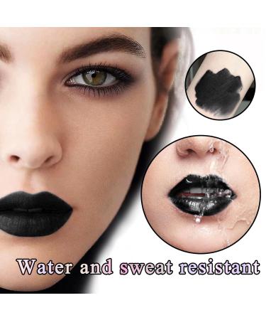 Black Matte Lipstick - Highly Pigmented Velvet Black Lipstick for Women | Long Lasting Waterproof Lip Gloss Stain | Perfect for Halloween & Goth Makeup - Buy Online on GoSupps.com