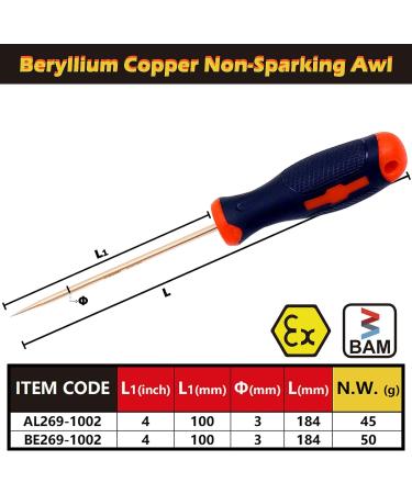 WEDO Non-Sparking Awl - Sewing, Scratch, Leather Punch Tool - DIN Standard Certified - Beryllium Copper - 3mm Diameter - 4 Blade Length - 1pc - Buy Online on GoSupps.com