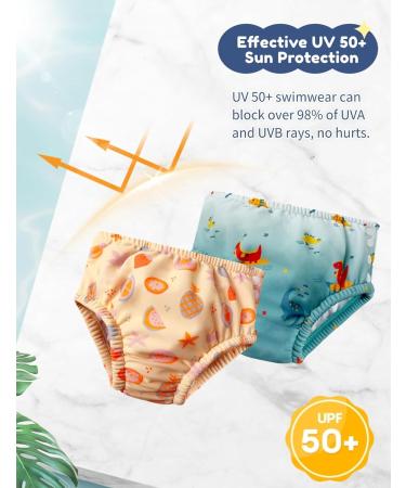 Wevswe Baby Young Reusable Swimming Diaper | Newborn Washable UV Protection | Adjustable Snap | Green Dinosaurs 6-12 Months - Buy Online on GoSupps.com