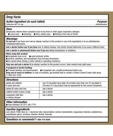 GoodSense Cetirizine Hydrochloride 10mg Allergy Antihistamine Tablets - 365 Count - Buy Online on GoSupps.com