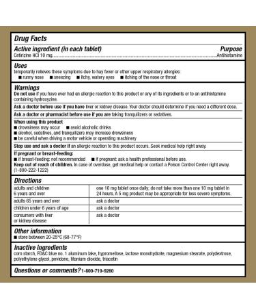 GoodSense Allergy Relief - Cetirizine Hydrochloride 10 mg Tablets - 24-Hour Antihistamine for Indoor & Outdoor Allergies 30 Count 30 Count (Pack of 1) Cetirizine Hydrochloride Tablet - Buy Online on GoSupps.com