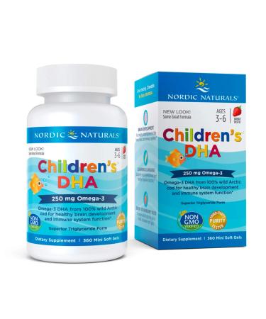 Nordic Naturals Children's DHA Strawberry Ages 3-6 250 mg 360 Mini Soft Gels