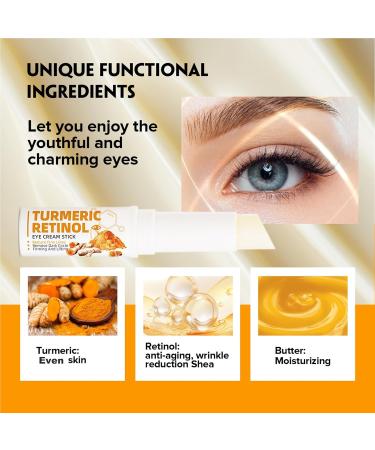 2 PCS Turmeric Retinol Eye Stick Eye Balm Stick Hydrating for Dark Circle Wrinkles Visible Results in 3-4 Weeks Anti Aging Under Eye Retinol Eye Cream For Puffiness and Bags Reduces Fine Lines - Buy Online on GoSupps.com