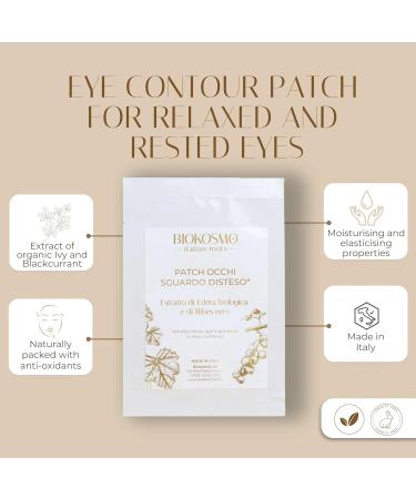 BIOKOSMO - italian roots - DISTESTED EYE PATCH. Organic ivy and blackcurrant extract. Contains 4 envelopes of 2 disposable eye patches 16 ml. 100% Made in Italy and Cruelty Free - Buy Online on GoSupps.com
