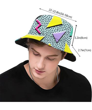 Retro 80s 90s Bucket Hat for Women and Men | Vintage Geometric Style Fisherman Cap - Buy Online on GoSupps.com