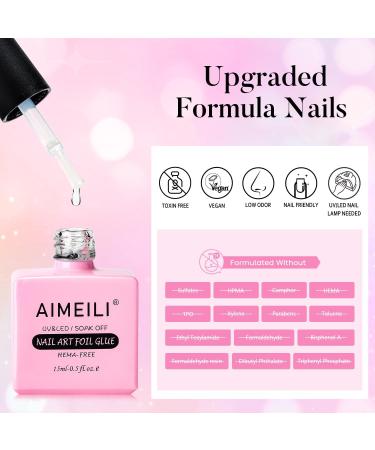 AIMEILI Nail Foil Glue Gel Set - 2 x 15ML | Self-Adhesive Foil Sticker Transfers | Nail Art Foils Manicure Kit with UV LED Cure Needed - Buy Online on GoSupps.com