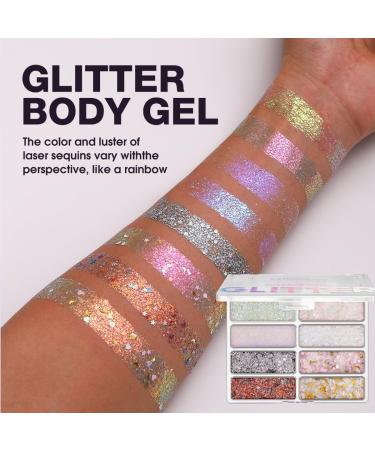  KARLOR Glitter gel palette for face 8 colors for face and body glitter gel glitter sequins glitter glitter glitter gel for carnival parties - Buy Online on GoSupps.com