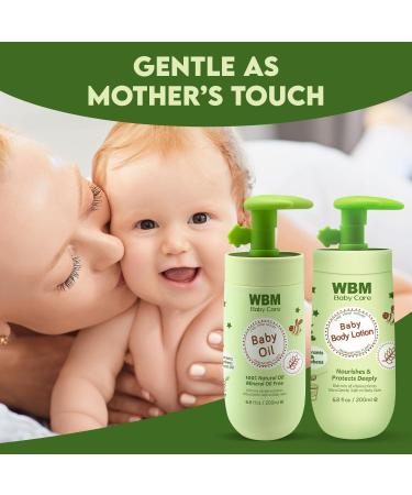 Buy WBM Baby Oil & Lotion Set | 100% Natural Newborn Skin Care with Vitamin E - Moisturizing & Nourishing Essentials - Buy Online on GoSupps.com
