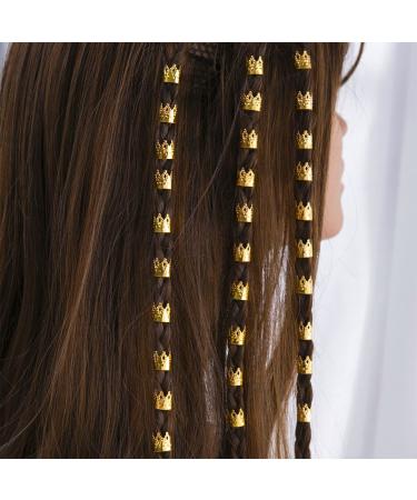 120 Pieces Gold Aluminum Dreadlock Cuffs Beads in Diamond Shaped Bottle - Hair Decorations for Braiding and Dreadlocks - Buy Online on GoSupps.com