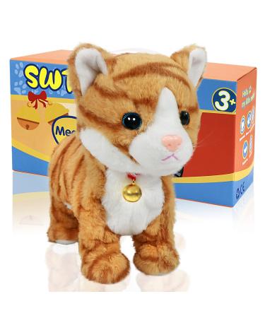 SWTOIPIG Interactive Plush Toys Stuffed Toy Stuffed Animal Toy Walking Toys Light Irradiative Sound Control Electronic Cats Robot Pets Gift for Children Yellow Cat
