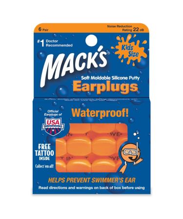 Mack's Kids Size Soft Moldable Silicone Ear Plugs 6 pr(Pack of 2)