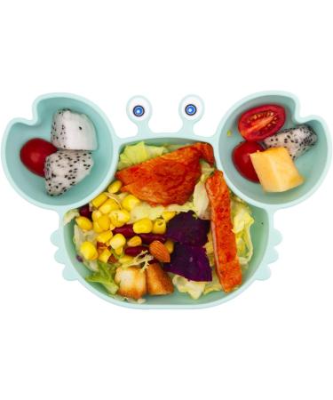 Silicone Suction Plate for Toddlers - Non-Slip Baby Bowl Dish - BPA Free - Microwave & Dishwasher Safe - Crab-cyan - Buy Online on GoSupps.com