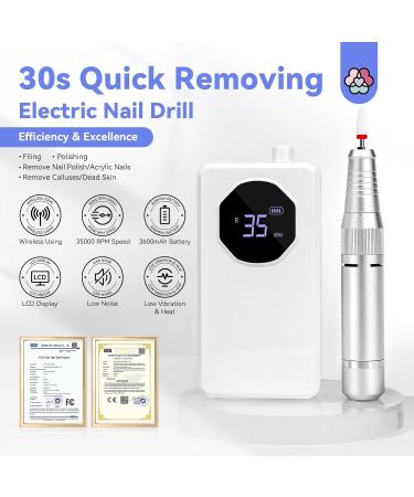 SAVILAND Professional Electric Nail Drill - 35000 RPM Rechargeable Acrylic Nail Art Kit with Drill Bits & Sanding Bands for Manicure & Pedicure - Perfect for Salon Use - Buy Online on GoSupps.com