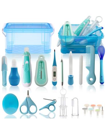 Baby Grooming Kit  25 in 1 Baby Healthcare and Grooming Kit  Baby Electric Nail Trimmer Set Newborn Nursery Health Care Set for Newborn Infant Toddlers Boys Girls Shower Gifts (0-3 Years+) (Blue) Blue 25 in 1