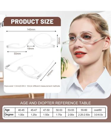 OCCI CHIARI Eye Makeup Reading Glasses for Women | Magnifying Rotatable Cosmetic Eyewear (Clear 2.0) - Shop Internationally - Buy Online on GoSupps.com