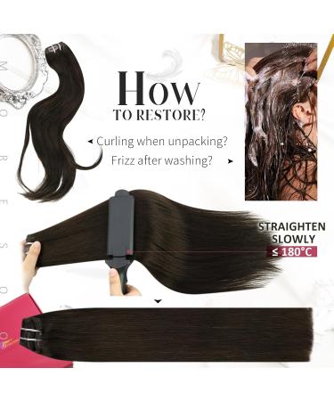 Buy Moresoo Real Hair Extensions Clip In - Darkest Brown #2 Remy Human Hair 120g 45cm 7 Tresses - Buy Online on GoSupps.com