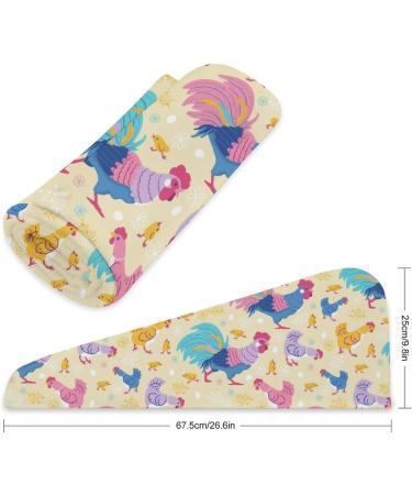Colorful Rooster Microfiber Hair Towel Wrap - Super Absorbent Hair Turban for Women 10"x26" | International Shipping Available - Buy Online on GoSupps.com