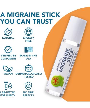 Migrastil Migraine Stick - Fast Cooling Headache Relief Roll-On with Peppermint Essential Oil | Made in USA by Basic Vigor - Buy Online on GoSupps.com