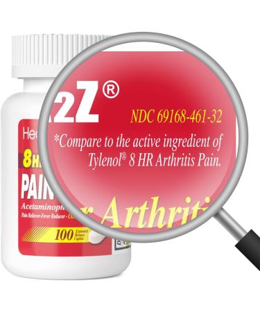 HealthA2Z Pain Relief Extended Release | Acetaminophen 650mg | 100 Caplets | 8 Hour Arthritis Pain Relief | Aspirin-Free Pain Reliever & Fever Reducer - Buy Online on GoSupps.com