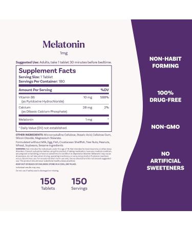 Natrol Melatonin Tablets 1mg 180 Count - Fall Asleep Faster, Stay Asleep Longer, Strengthen Immune System - 100% Vegetarian - Buy Online on GoSupps.com