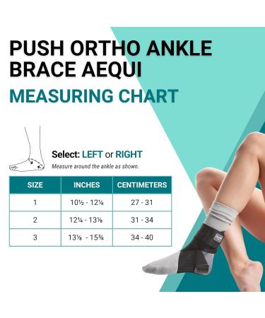 PUSH Ortho Ankle Brace Aequi - Best Stabilizer for Sprains Injuries & Arthritis | Comfortable Compression Support & Moisture-Wicking - Left Size 1 (International Shipping Available - Buy Online on GoSupps.com