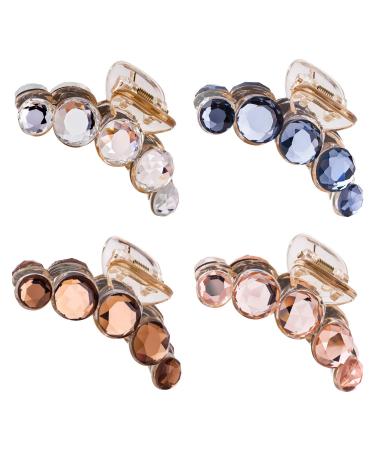 4 Pack Clear Gold Blue Brown Octopus Crystal Gems Glitter Sparkly Fancy Plastic Hair Claw Clips Bling Jeweled Jaw Barrettes Grips Clamps Clasps Buns Twist Decorative Hair Accessories for Women Girls - Buy Online on GoSupps.com