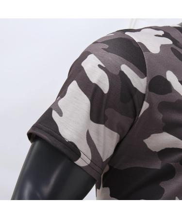 BEUU Men's Soldier Camo Crewneck T-Shirt - Gray, XL | Summer Athletic Muscle Tee - Buy Online on GoSupps.com