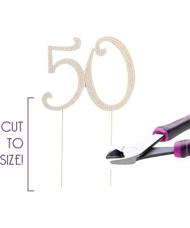 50 Cake Topper for 50th Birthday or Anniversary - Rhinestone Metal Party Decoration (Gold) - Buy Online on GoSupps.com