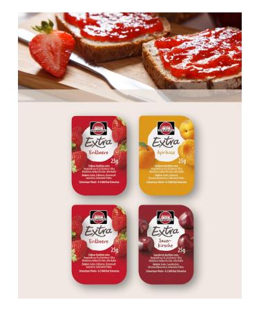 Schwartau Extra Portions Mix Box - 100x25g Jam Portion Shells (50 Strawberry 25 Apricot 25 Sour Cherry) | International Shipping Available - Buy Online on GoSupps.com