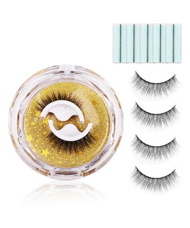 Self Adhesive Eyelashes Reusable Self Adhesive Eyelashes No Glue Reusable Adhesive Eyelashes with 10 Extra Glue Strips False Eyelashes Natural Look (Pack Of 2 Pairs)- W03 W03+10 Tape