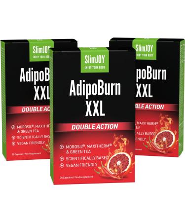 SlimJOY AdipoBurn XXL - Extract of Green Tea Leaves Cayenne and Caffeine - with Free E-Book Guide - 3 x 30 Capsules