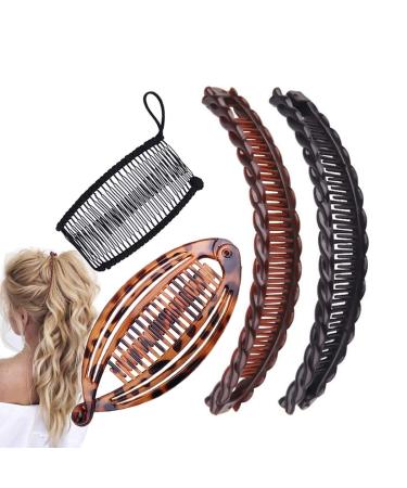 Aaiffey 4pcs Banana Hair Clips Vintage Clincher Combs Tool for Thick Curly Hair Accessories Fish Shape Ponytail Holer Claws Grips Clamp Clip Claws Set for Women 4 Pcs - Buy Online on GoSupps.com