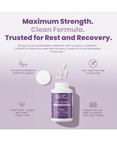 SIERRA LIFE SCIENCES 30 mg High Dosage Melatonin in Easy-to-Swallow Capsules - 180 Servings - Buy Online on GoSupps.com