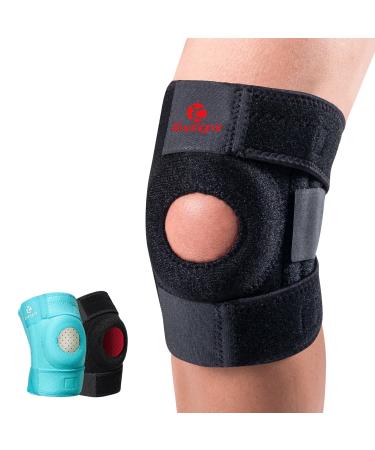 Kuangmi Knee Brace with Side Stabilizers & Patella Gel Pads Adjustable Compression Knee Support with Meniscus Injuries Arthritis Relief Injury Recovery Running Workout Weightlifting Sports(Black)