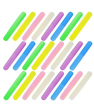 24PCS Plastic Toothbrush Case Six Colors Portable Dust-proof Toothbrush Cases Toothbrushes Holder for Daily and Travel Use