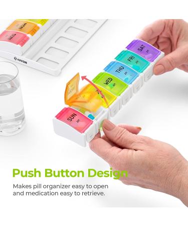 AUVON Weekly Pill Organizer - 2 Times a Day, Arthritis Friendly, BPA Free, 7 Day AM PM Pill Box Case for Fish Oils and Medication - Buy Online on GoSupps.com