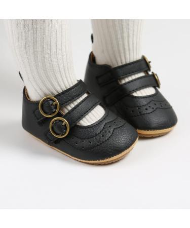 Baby Girls First Walking Shoes Mary Jane PU Leather Anti-Slip Princess Shoes - Infant Baby Shoes 0-6 Months (Black) - Buy Online on GoSupps.com