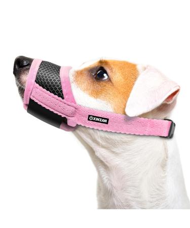 Dog Muzzle for Small Dog Medium Dogs to Prevent Biting Barking Eating Soft Nylon Muzzle for Dogs Adjustable Breathable Mesh Small Dog Muzzle Allows Panting Drinking (Pink S) Pink S