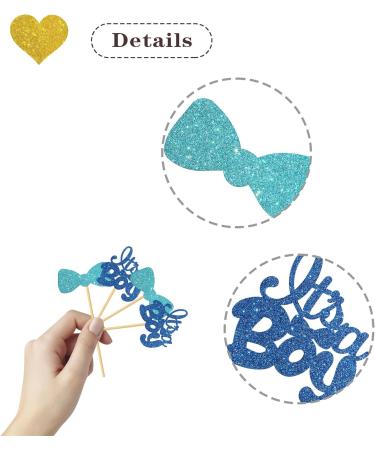 MonMon & Craft It's a Boy Cupcake Toppers - Baby Shower Cupcake Toppers - Boys 1st Birthday - Gender Reveal Party Cupcake Decorations - Blue Glitter 24 Pcs - Buy Online on GoSupps.com