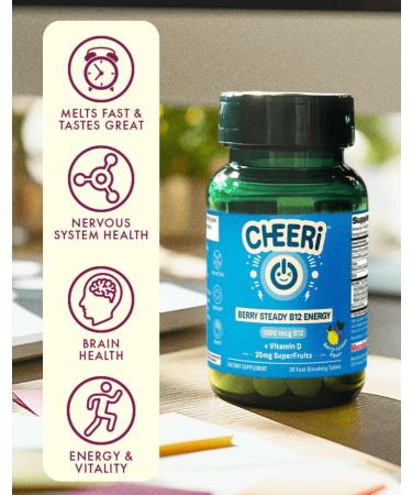 Cheerific Berry B12 Energy Melt Natural Energy Boost Supplement Keto Friendly 1 Melt Daily - Buy Online on GoSupps.com