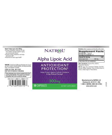 Natrol Alpha-Lipoic Acid 300mg - 50 Capsules - Buy Online on GoSupps.com