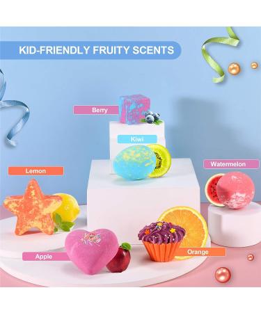DUAIU Fizzy Bubble Bath Kids - 6pcs Organic & Natural Bath Bombs for Kids with Essential Oils and Kid-Friendly Fruit Fragrance - Buy Online on GoSupps.com