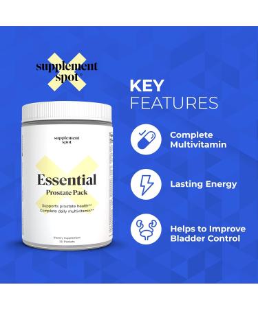 Essential Prostate Health Pack - Daily Multivitamin Supplements for Men w/Saw Palmetto Vitamins Minerals - Daily Multivitamin for Men to Support Prostate & Overall Health - 30 Packets - Buy Online on GoSupps.com